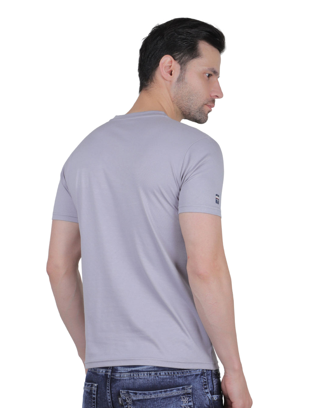 Men's Organic Cotton Crew Neck T-Shirt with Compass Logo Patch