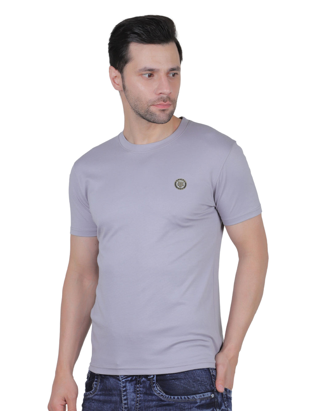Men's Organic Cotton Crew Neck T-Shirt with Compass Logo Patch