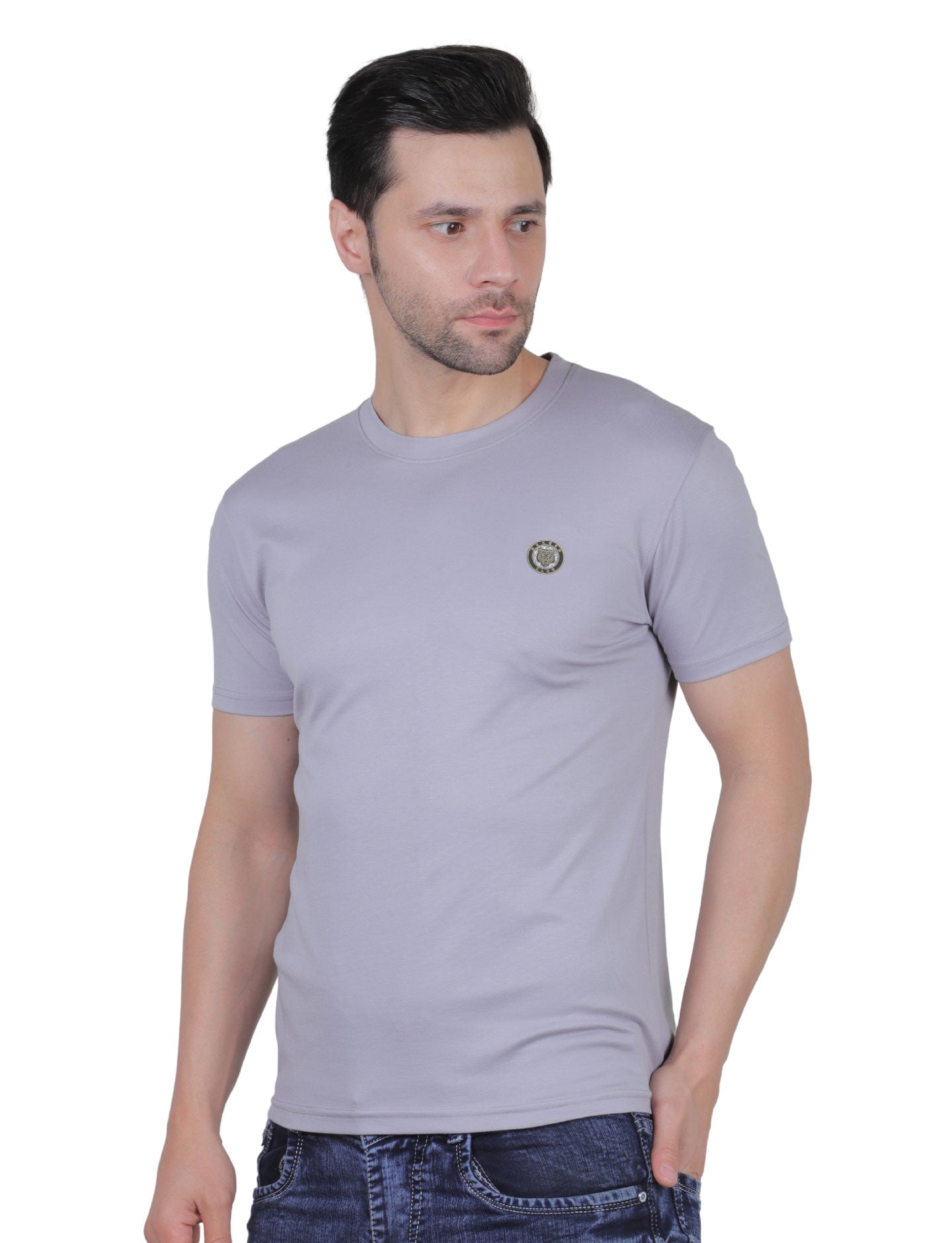 Men's Organic Cotton Crew Neck T-Shirt with Compass Logo Patch