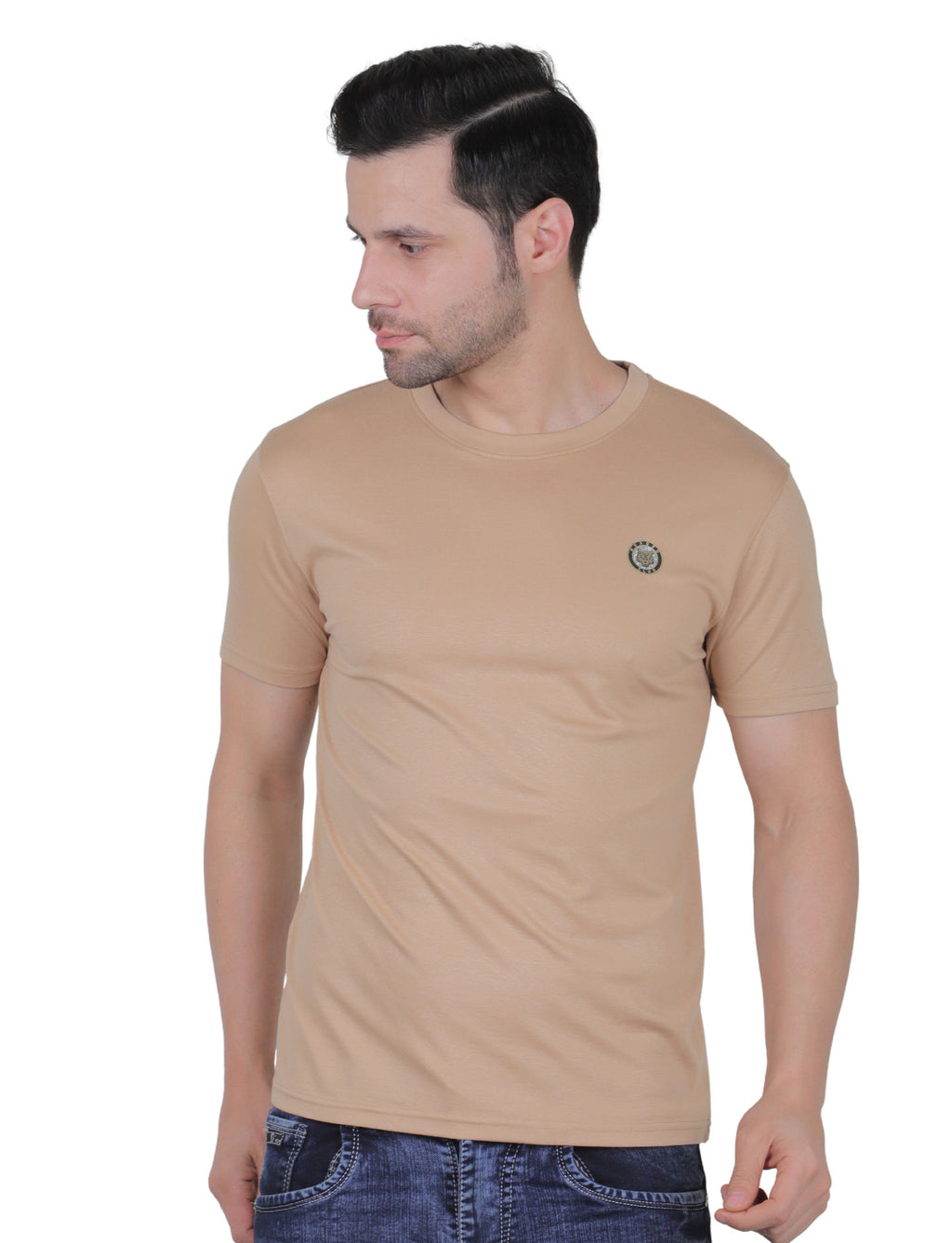 Men's Organic Cotton Crew Neck T-Shirt with Compass Logo Patch