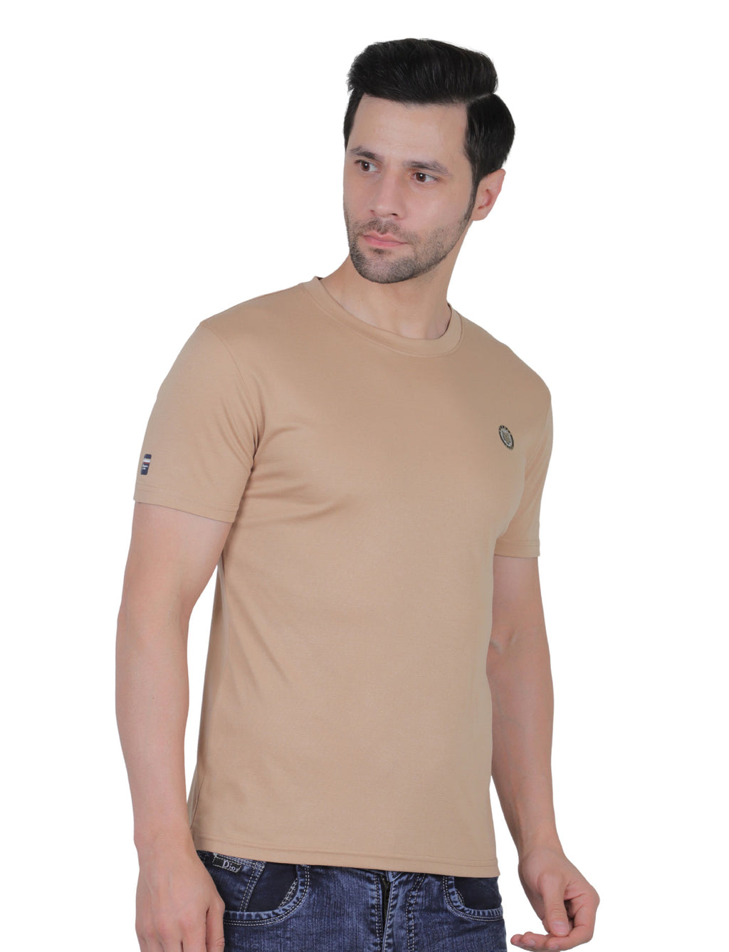 Men's Organic Cotton Crew Neck T-Shirt with Compass Logo Patch