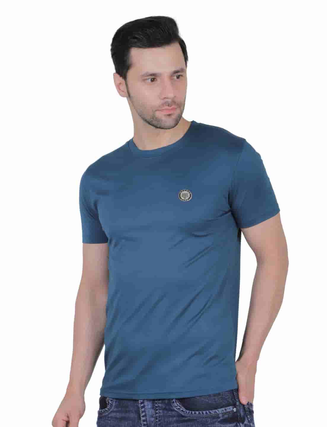 Men's Organic Cotton Crew Neck T-Shirt with Compass Logo Patch