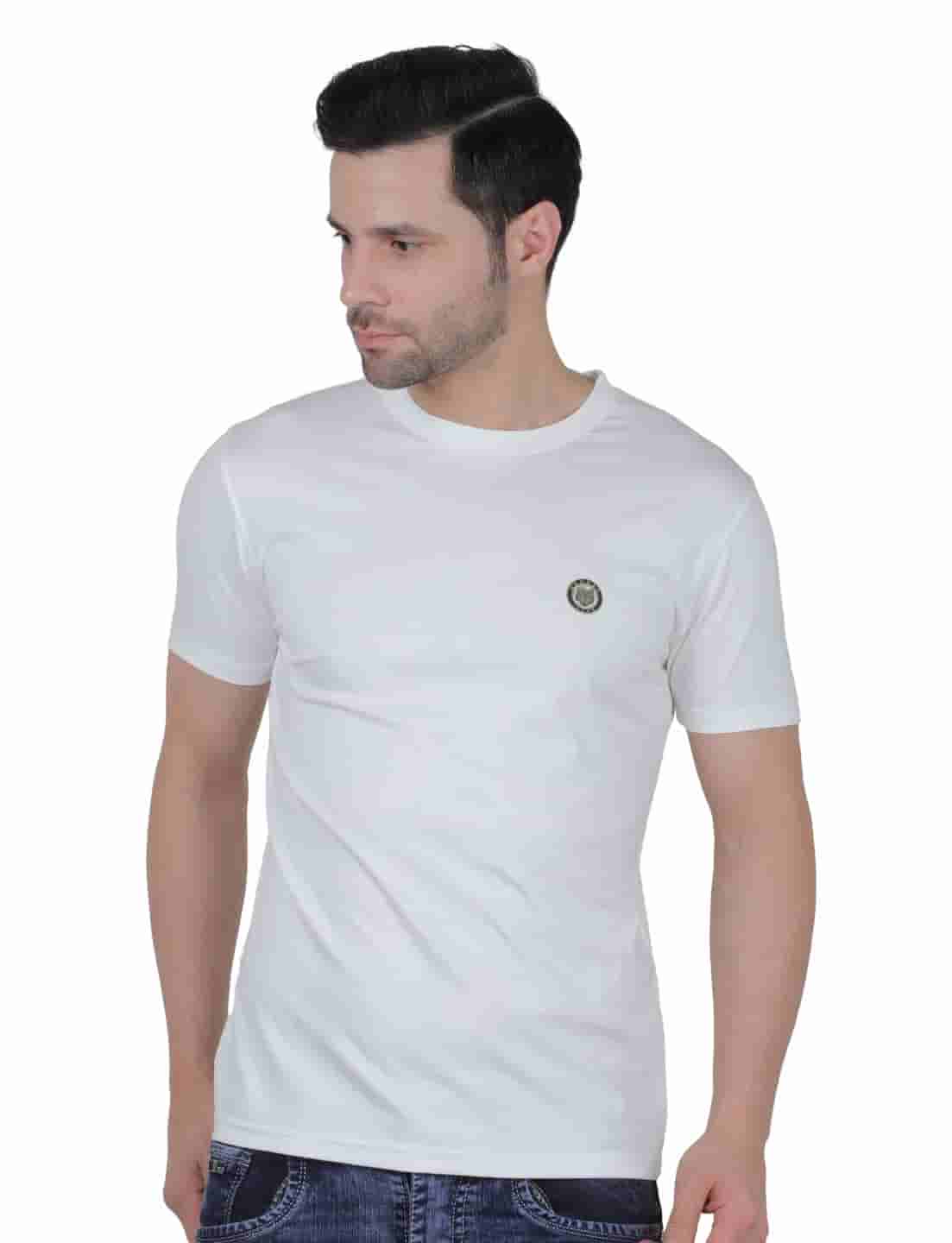 Men's Organic Cotton Crew Neck T-Shirt with Compass Logo Patch