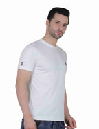 Men's Organic Cotton Crew Neck T-Shirt with Compass Logo Patch