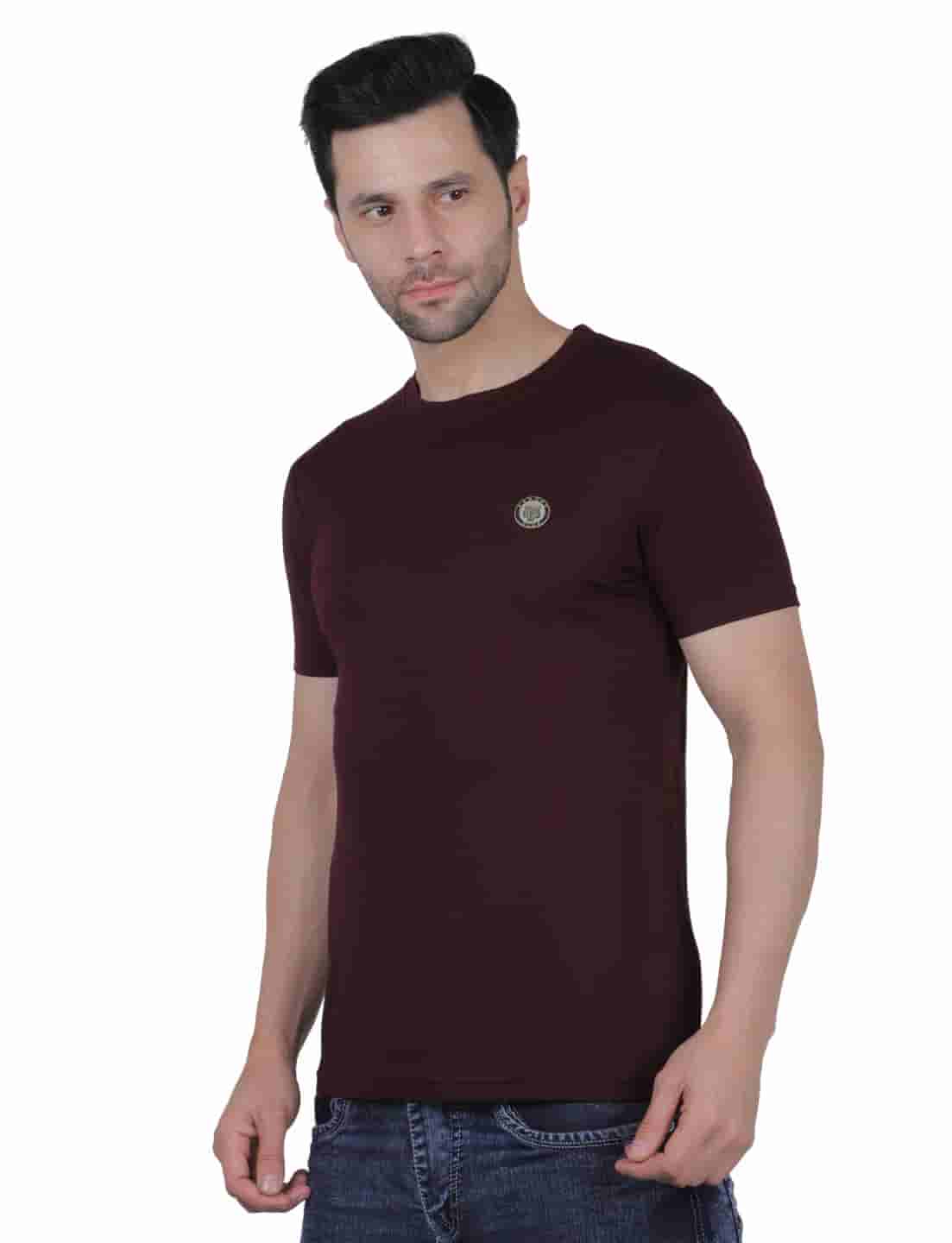Men's Organic Cotton Crew Neck T-Shirt with Compass Logo Patch