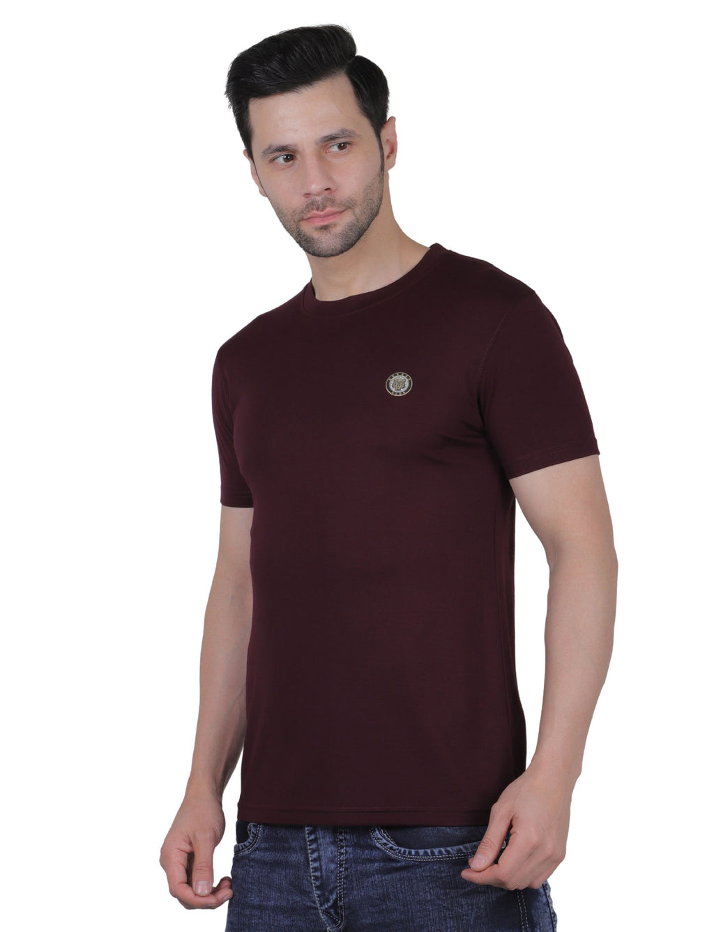 Men's Organic Cotton Crew Neck T-Shirt with Compass Logo Patch