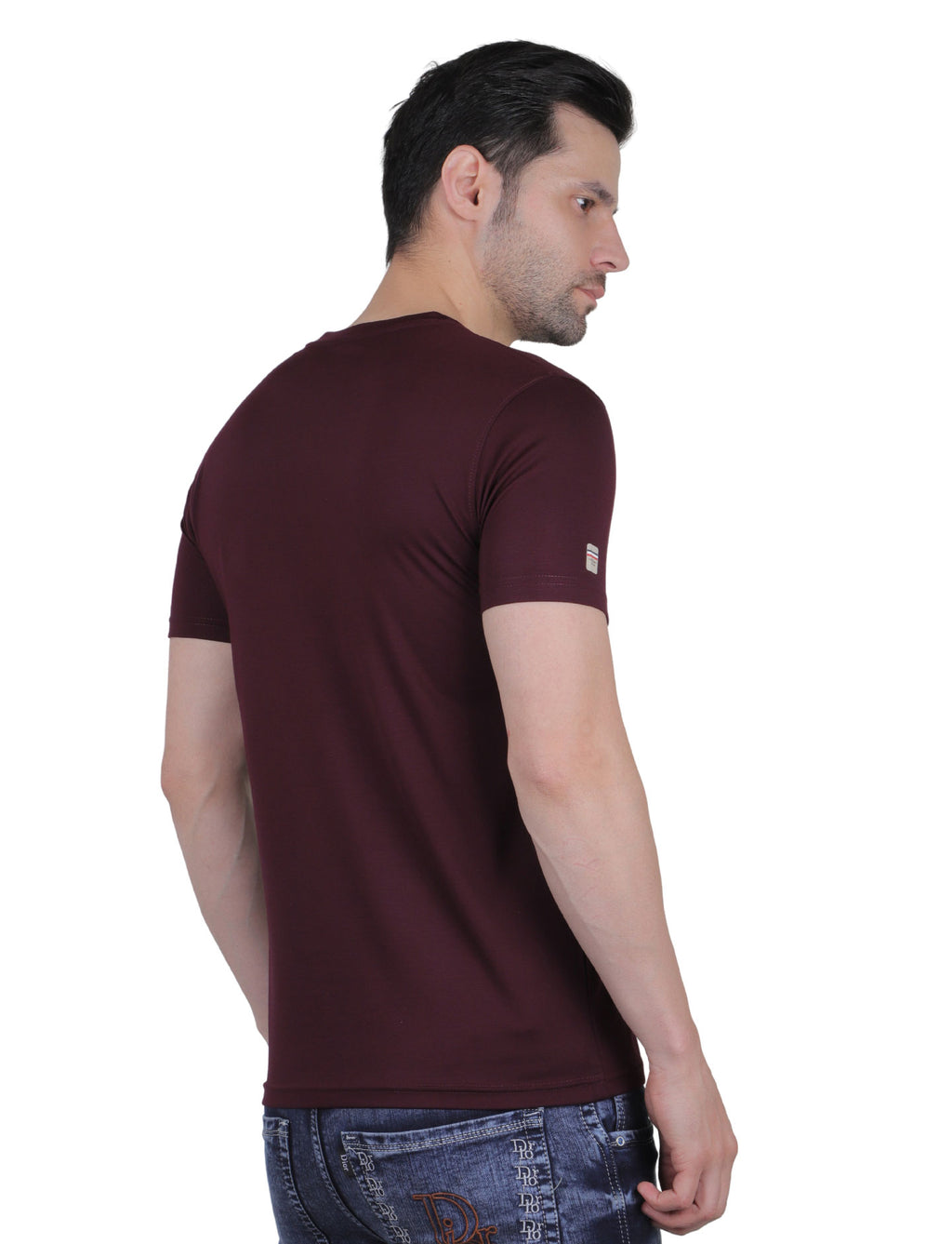 Men's Organic Cotton Crew Neck T-Shirt with Compass Logo Patch