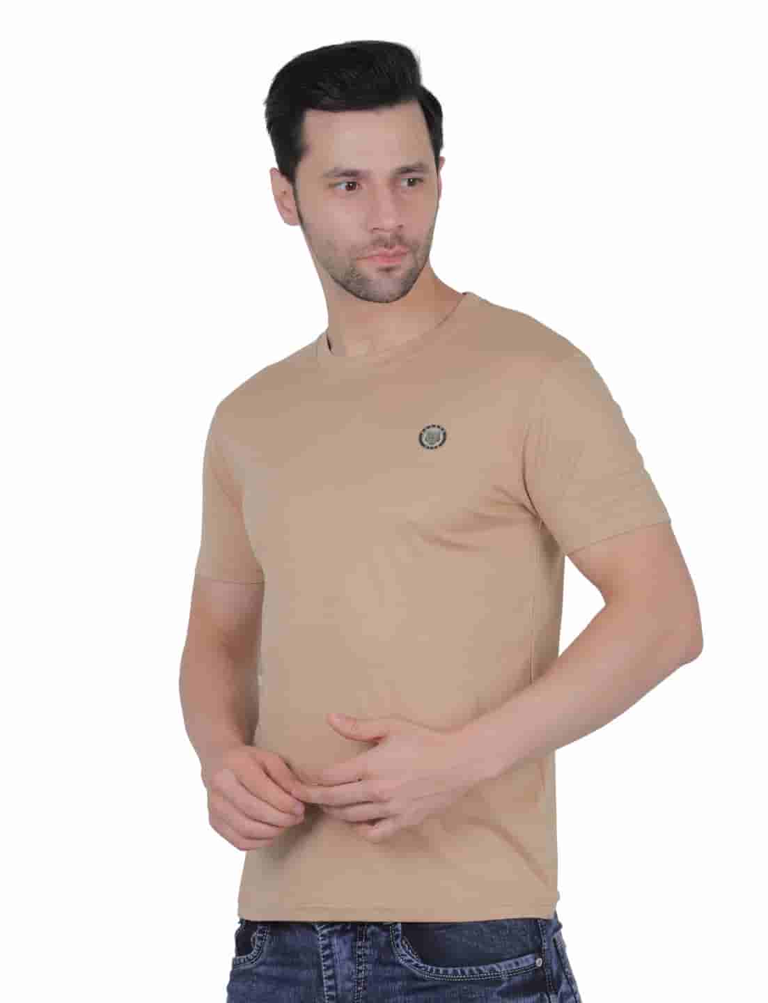 Men's Organic Cotton Crew Neck T-Shirt with Compass Logo Patch