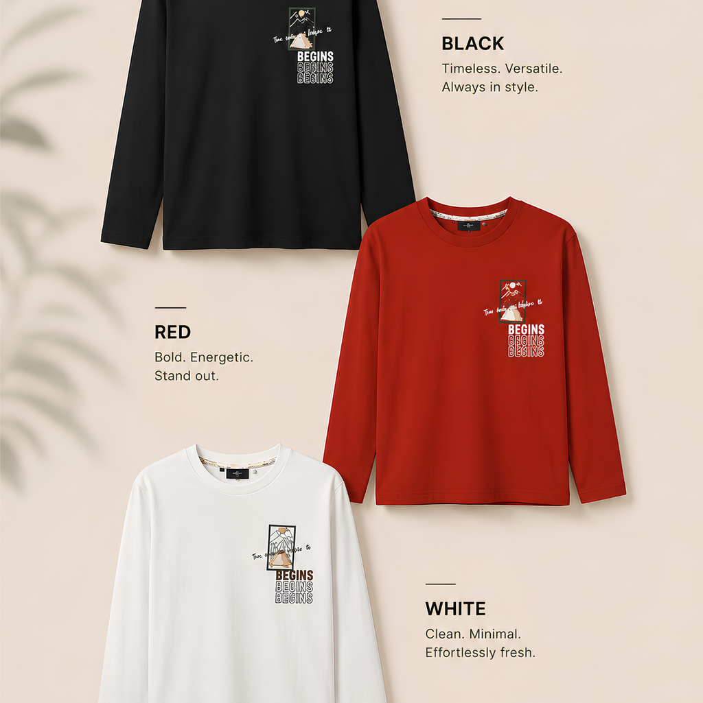 Begins Mountain Print Full Sleeve T-Shirt for Men