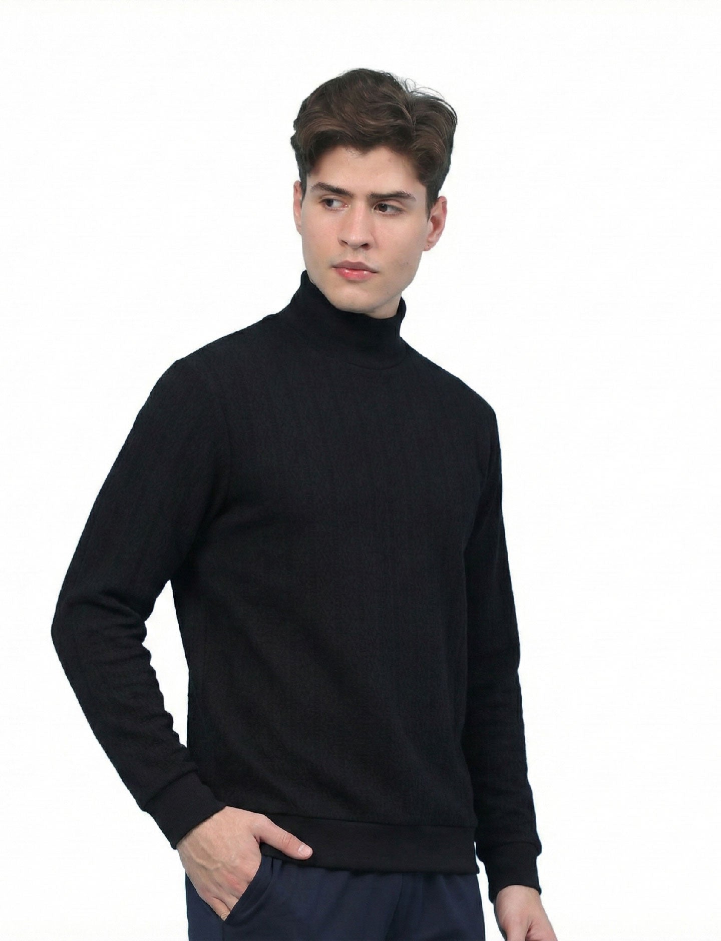 Textured High Neck: Black
