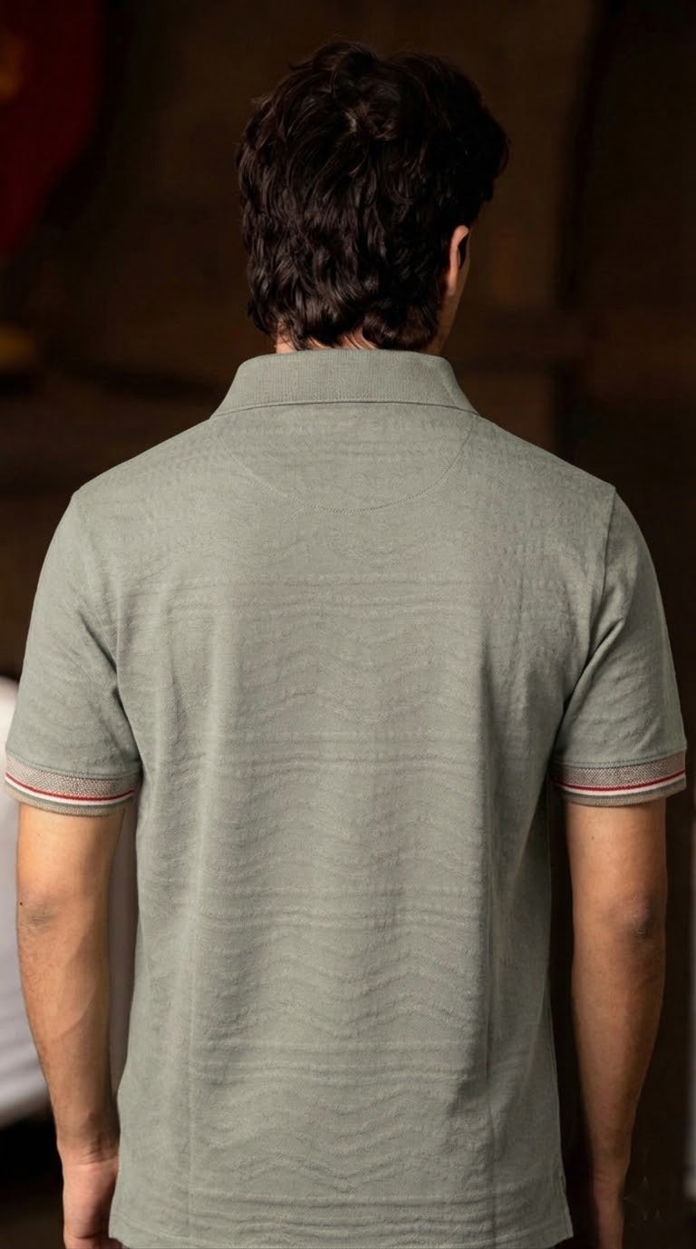Slim-Fit Ribbed Polo Grey