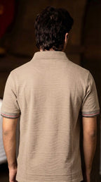 Slim-Fit Ribbed Polo Beige